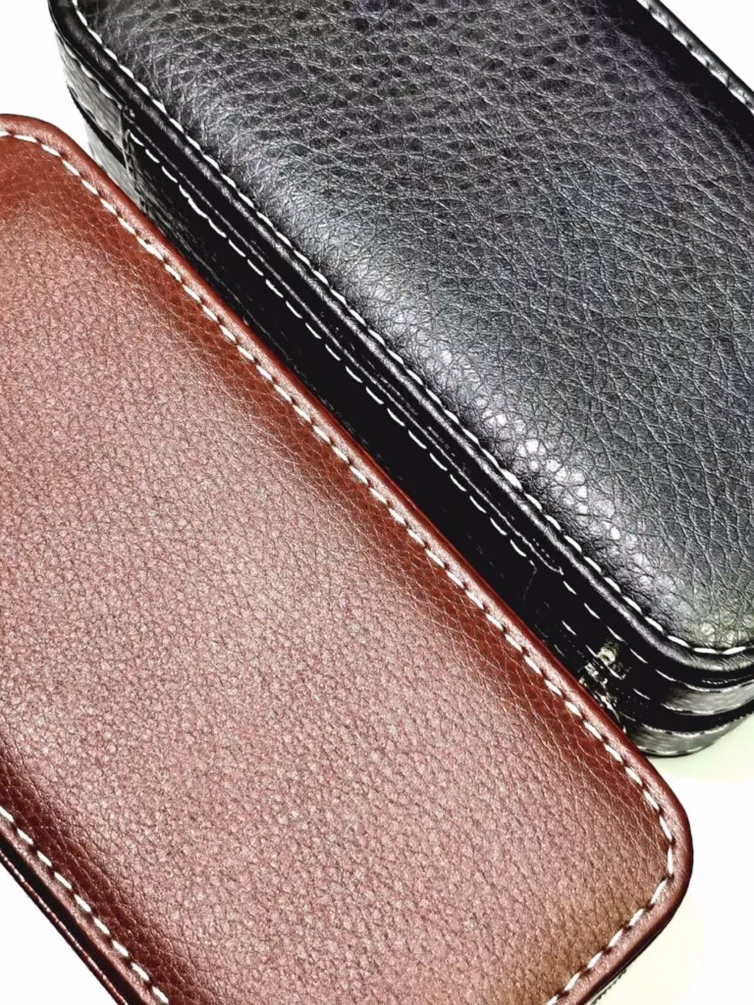 Black and tan leather watch travel cases