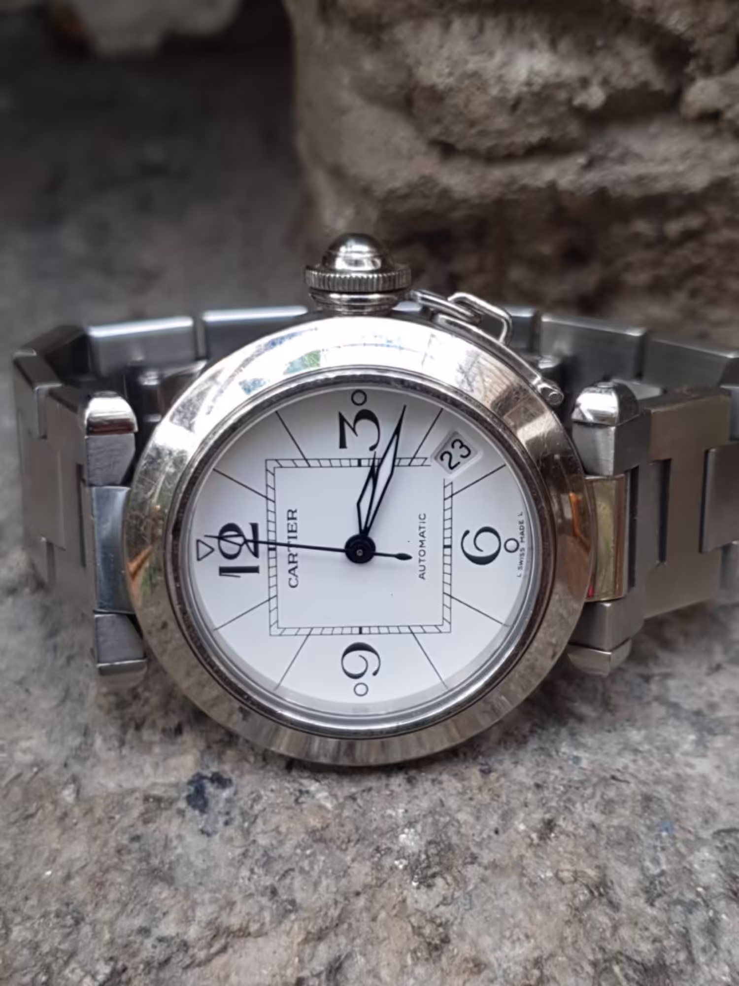 Cartier Pasha on the stone, before it goes on a wrist